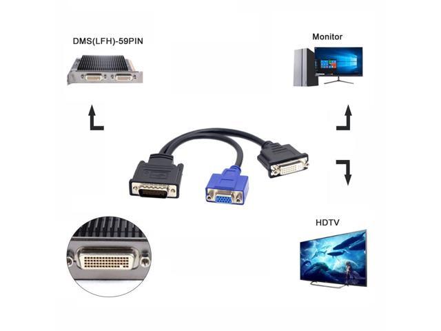 Vszerda LFH DMS-59 Male to DVI 24+5 Female & VGA RGA 15pin Female Splitter Extension 15cm
