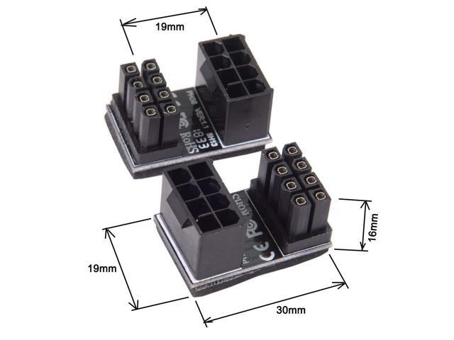 Vszerda 2 Pack ATX 8Pin Male to Female 180 Degree Angled GPU Graphics Card Power Connector Adapter
