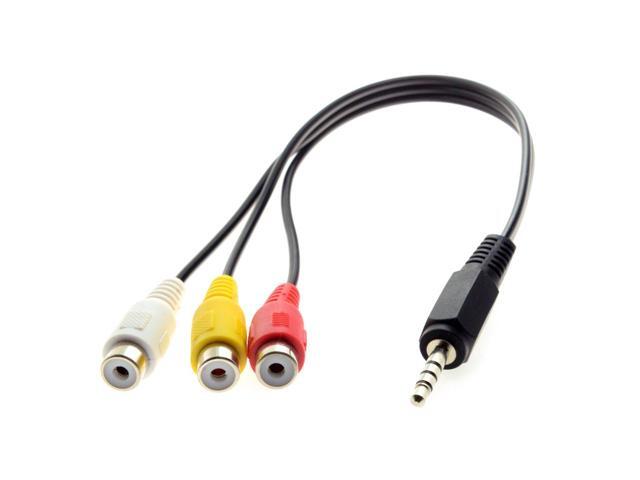 Vszerda 3.5mm 1/8' Male Stereo Car AUX to 3 RCA AV Female Cord Audio Video Composite Cable 20cm