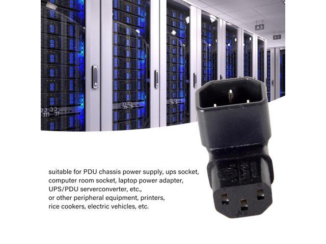 Vszerda IEC 320 C14 Male to C13 Female 90 Degree Down Angled Power Extension Connector Adapter 10A 250V for Monitor/Computer/PDU Chassis/Printer