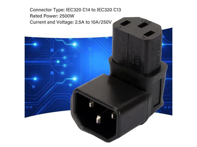 Vszerda IEC 320 C14 Male to C13 Female 90 Degree UP Angled Power Extension Connector Adapter 10A 250V for Monitor/Computer/PDU Chassis/Printer