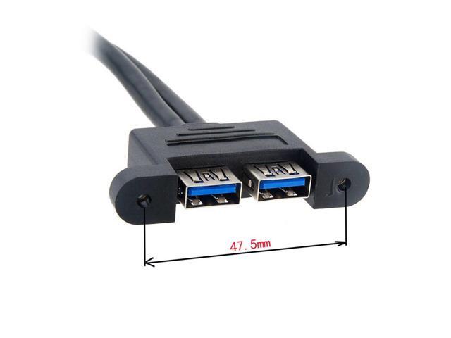 Vszerda USB 3.0 Front Panel Header 19/20Pin 1 Male to 2 USB 3.0 Female Panel Port Extension Cable 0.5M with Panel Mount Screw