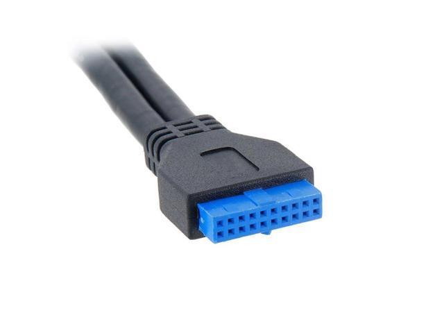 Vszerda USB 3.0 Front Panel Header 19/20Pin 1 Male to 2 USB 3.0 Female Panel Port Extension Cable 0.5M with Panel Mount Screw