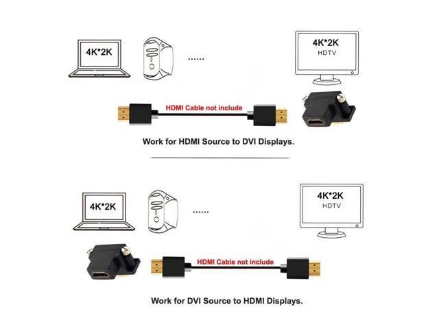 Vszerda HDMI to DVI Adapter,DVI Male to HDMI Female 90 Degree Down Angled Gold Plating Bidirectional Converter Adapter for TV, Monitor, Computer