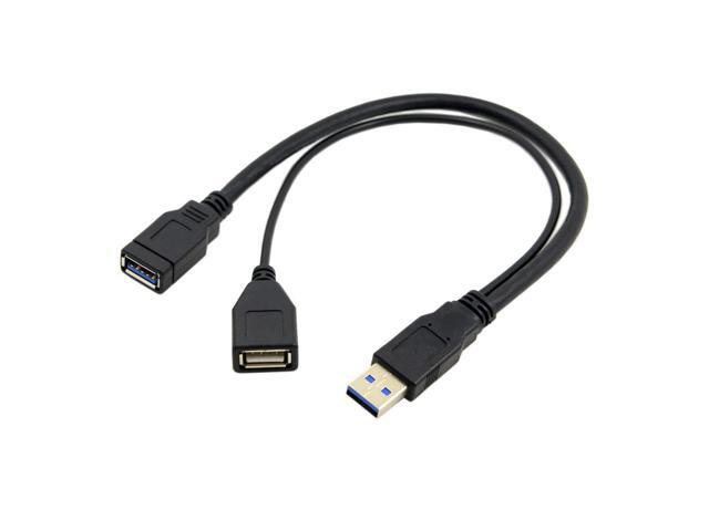 Vszerda USB 3.0 Splitter Y Cable USB 1 Male to 2 Female Extra Power Data Extension Cable for 2.5' Mobile Hard Disk