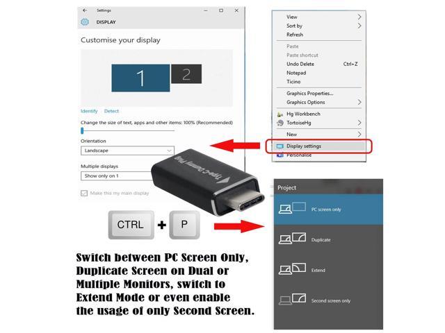 Vszerda Virtual Display Adapter USB-C Type-C DDC EDID Dummy Plug Headless Ghost Display Emulator 1920x1080p@60Hz