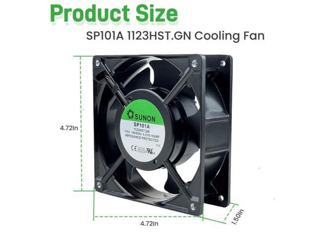 for SUNON SP101A-1123HST. GN Cooling Fan,115V 50/60Hz 0.21/0.18AMP 120X120×38mm Dual Ball Bearing Cooling Fan,2900RPM 2-pin Connector