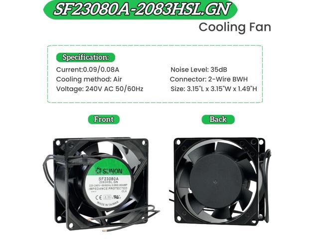 for SUNON SF23080A-2083HBL GN SF Series 2850 RPM 8038 0.09/0.08AMP 220-240V 50/60Hz Cabinet air Cooling Fan
