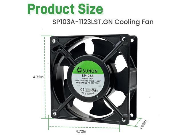 for SUNON SP103A 1123LST. GN Cooling Fan,115V 50/60Hz 0.13/0.11AMP 12038 120×38mm Dual Ball Bearing Cooling Fan,2300RPM 2-pin Connector