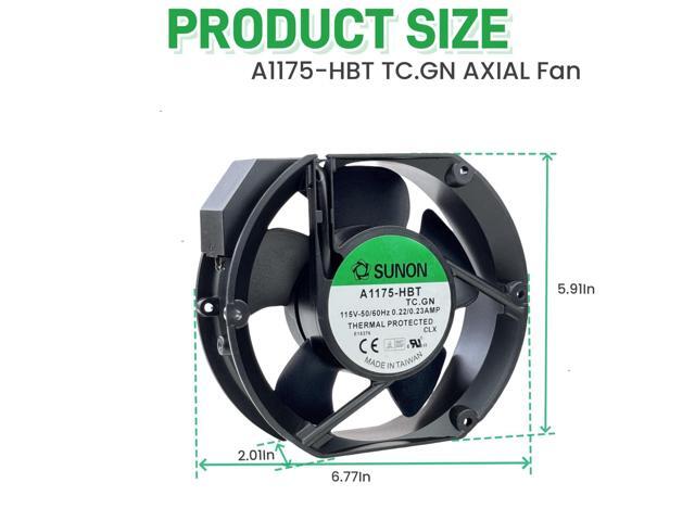 for SUNON A1175-HBT TC. GN AXIAL Fan, 115VAC 50/60Hz 0.22/0.23A 2-pin Cooling Fan 172×150×51mm Fan A1175-HBT TC. GN