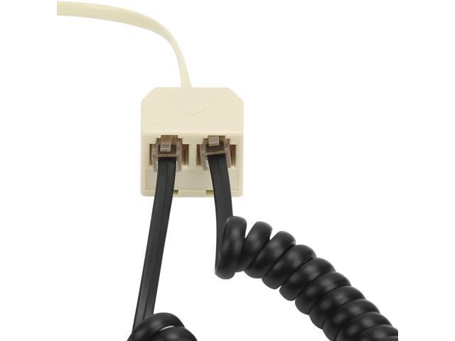 Vszerda Two Way Telephone Splitters, RJ11 6P4C Male to Female Converter Cable, Telephone Wall Adaptor for Landline (Beige,3 Pack)
