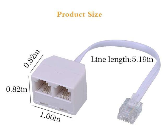 Phone Line Splitter RJ11 Male to Female Two Way Phone Line Splitter Converter RJ11 6P4C Plugs for Telephone, Fax Machine (3 Pack)