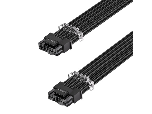 PCIe 5.1 16Pin GPU Power Cable, 70cm, Black 12V-2x6 PSU Sleeved Cable, 600W Male to Male 12VHPWR, For Geforce RTX 5090 5080 5070ti 3090Ti 4070 Ti...