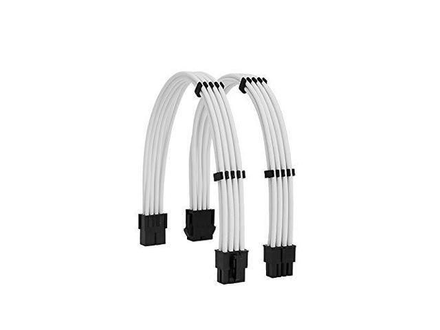 Formulamod Sleeve Extension Power Supply Cable Kit 18AWG EPS 8-P+PCI-8-P with Cable Combs for PSU to Motherboard/GPU (White PCI 8+EPS 8)