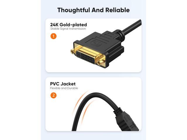 KEHIPI HDMI to DVI Short Cable 0.5ft, Bi-Directional DVI-I (24+5) Female to HDMI Male Adapter 1080P DVI to HDMI Converter Compatible with Xbox, PC,...
