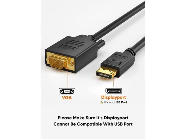 KEHIPI 6ft DP to VGA Cable, Black, Supports 1080P@60Hz, Connects DisplayPort Devices to VGA Monitors, Displays, or Projectors