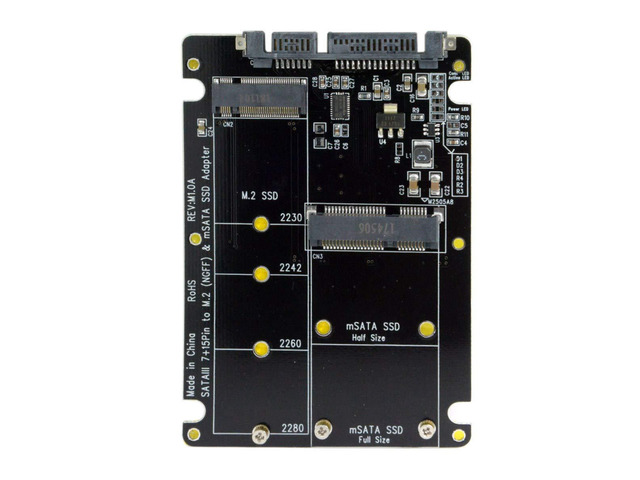 Vszerda 2 in 1 Combo M.2 NGFF B-key & mSATA SSD to SATA 3.0 Adapter Converter Case Enclosure