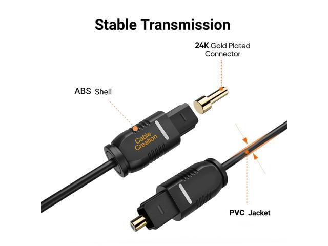 KEHIPI Optical Digital Audio Cable 10FT, Thin Fiber Optic Gold Plated Optical S/PDIF Cord for Home Theater, Sound Bar, TV, PS4, Xbox, VD/CD Player,...