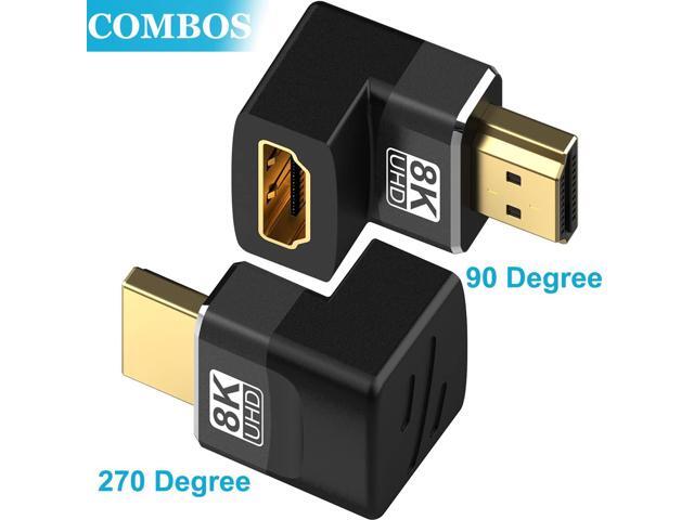 Vszerda 4 Pack 8K HDMI 2.1 Male to Female Adapter Right Angle Connector Up Down Angle 90 270 Degree Gold Plated Support 8K@60Hz,4K@120Hz,HDR,eARC...