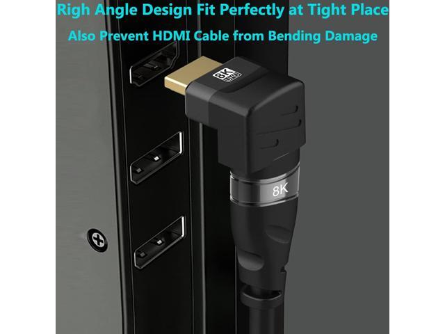 Vszerda 4 Pack 8K HDMI 2.1 Male to Female Adapter Right Angle Connector Up Down Angle 90 270 Degree Gold Plated Support 8K@60Hz,4K@120Hz,HDR,eARC...