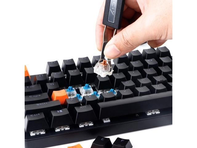 Vszerda Keycap Puller Switch Puller Stainless Steel Keycap Removal Tool with 2 Pcs Keyboard Cleaning Brush for Mechanical Keyboard