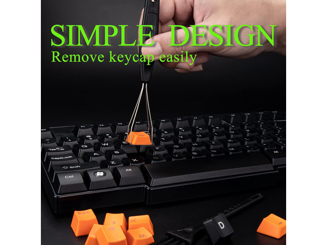 Vszerda Keycap Puller Stainless Steel Keycap Removal Tool with 2 Pcs Keyboard Cleaning Brush for Mechanical Keyboard