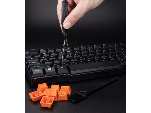 Vszerda Keycap Puller Stainless Steel Keycap Removal Tool with 2 Pcs Keyboard Cleaning Brush for Mechanical Keyboard