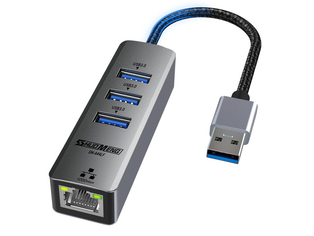 KEHIPI USB to Ethernet Adapter for Laptop, 4-in-1 USB3.0 to RJ45 Hub, 3*USB 3.0, Gigabit 10/100/1000Mbps, Support for MacBook, Surface Pro,...