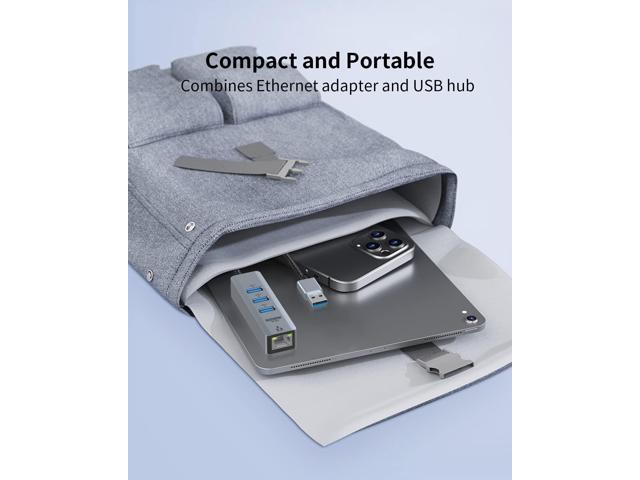 KEHIPI USB to Ethernet Adapter, USB Ethernet Adapter for Laptop, RJ45 Hub with 3*USB 3.0 Gigabit 10/100/1000 Mbps Support Windows, Mac OS, Surface...