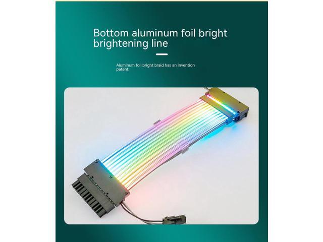 ARGB Power Extension Cable Power Graphics Card Cable,Mainboard Extension Cable Power Luminous Cable,Dual Head Lamp 24Pin Row Synchronous Illusion...