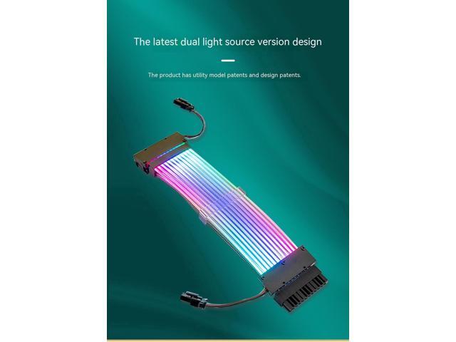 ARGB Power Extension Cable Power Graphics Card Cable,Mainboard Extension Cable Power Luminous Cable,Dual Head Lamp 24Pin Row Synchronous Illusion...