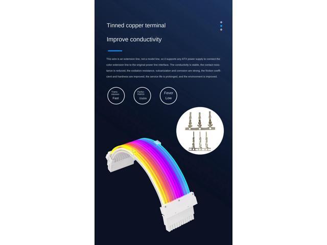 RGB Power Extension Cable Power Luminous Cable,Power Connector Extension Cable,Dual Head Lamp 24Pin Row Acousto-Optic Synchronization,18AWG 41*0.16...