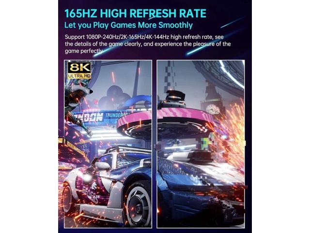 DisplayPort Cable 1.4, 8K DP Cable 16.4FT (8K@60Hz, 2K@240Hz, 4K@144Hz, 32.4Gbps) Support HDCP 2.2, HDR10 FreeSync G-Sync for Gaming Laptop TV PC...