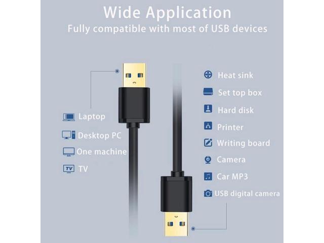 USB 3.0 A to A Male Cable, USB to USB Cable 10ft USB Male to Male Cable Double End USB Cord with Gold-Plated Connector for Hard Drive Enclosures,...