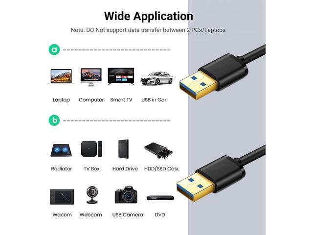 USB 3.0 A to A Male Cable, USB to USB Cable 10ft USB Male to Male Cable Double End USB Cord with Gold-Plated Connector for Hard Drive Enclosures,...