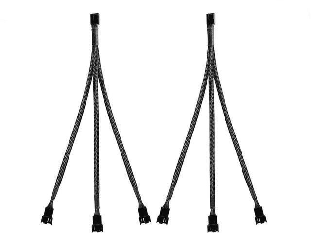 Black Net Jacket Sleeved 10 inch PWM 4pin 1 to 3 4-pins Fan Splitter Hub Power Fan-out Adapter Cable,Motherboard PMW 4-pin header 1x3 Fan-Out Power...