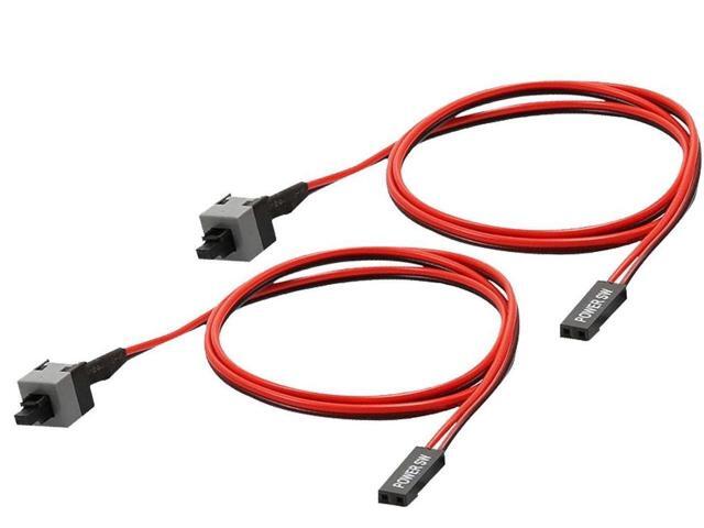 2 Pin SW PC Power Switch Cable, ATX Computer on/off Push Button Switch Wire for Case Connects to motherboard - 20', 2 Pack