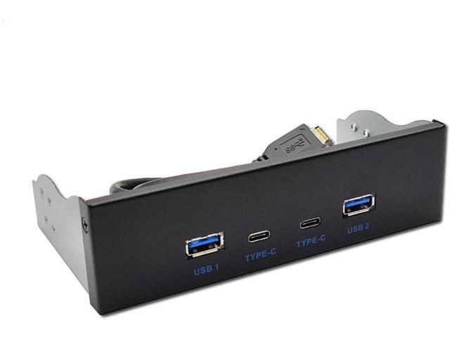 USB 3.2 10Gbps USB Front Panel Hub 5.25 inch Bay 2x Type-C and 2x USB-A 4 Ports USB Computer Case Expansion Adapter,USB 3.2 Motherboard Header...
