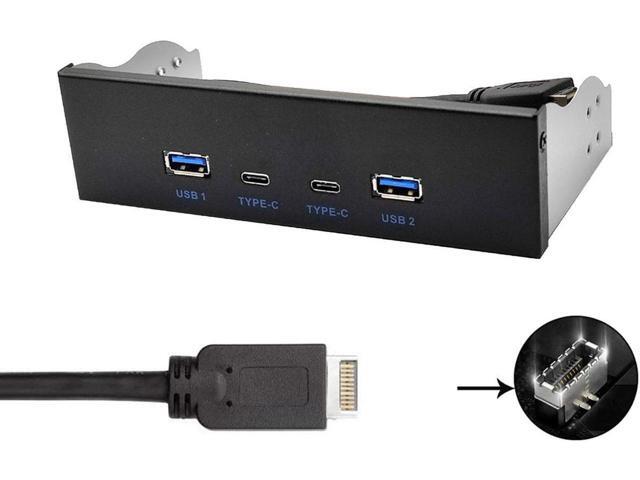 USB 3.2 10Gbps USB Front Panel Hub 5.25 inch Bay 2x Type-C and 2x USB-A 4 Ports USB Computer Case Expansion Adapter,USB 3.2 Motherboard Header...