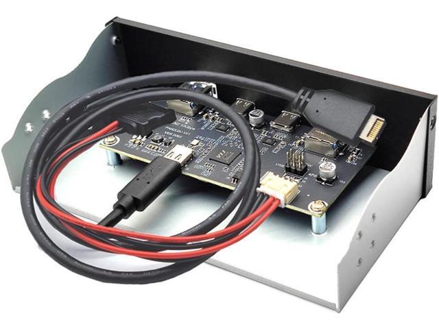 USB 3.2 10Gbps USB Front Panel Hub 5.25 inch Bay 2x Type-C and 2x USB-A 4 Ports USB Computer Case Expansion Adapter,USB 3.2 Motherboard Header...