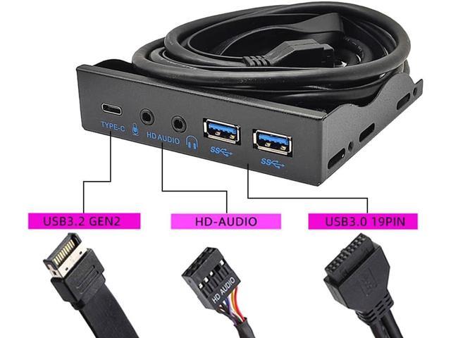 3.5 Inch USB Front Panel Hub of 10Gbps USB-C USB 3.2 Gen 2,2x USB 3.0 Ports and HD Audio Mic of Multi USB Slots, Motherboard USB 20-Pin & USB 3.2...