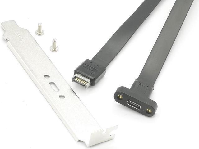 20Gbps USB 3.2 Gen 2x2 USB-C Adapter Flat Cable, Internal USB 3.2 20-Pin Type-E A Key Motherboard Header to Type-C Female Extension Cable with...
