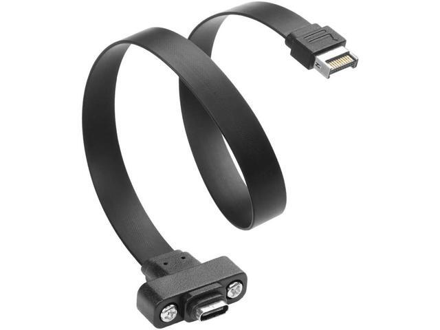 20Gbps USB 3.2 Gen 2x2 USB-C Adapter Flat Cable, Internal USB 3.2 20-Pin Type-E A Key Motherboard Header to Type-C Female Extension Cable with...
