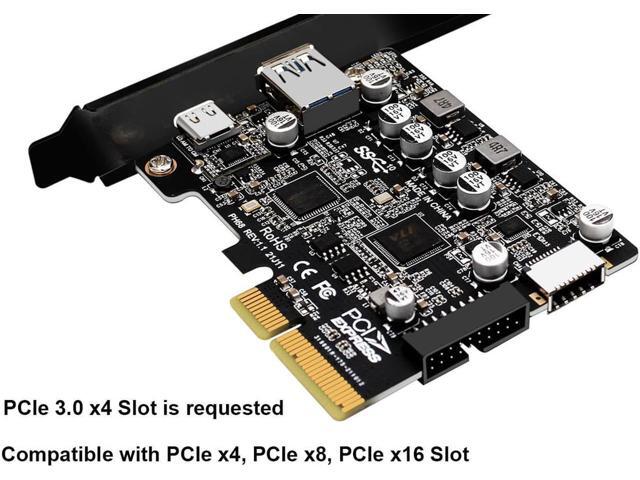 USB C 10Gbps PCIe 3.0 Card,PCI Express x4 to USB 3.2 Type-C and Type-A 10Gb/s with Type-E A Key & USB 3.0 20Pin Motherboard Header Expansion Card...