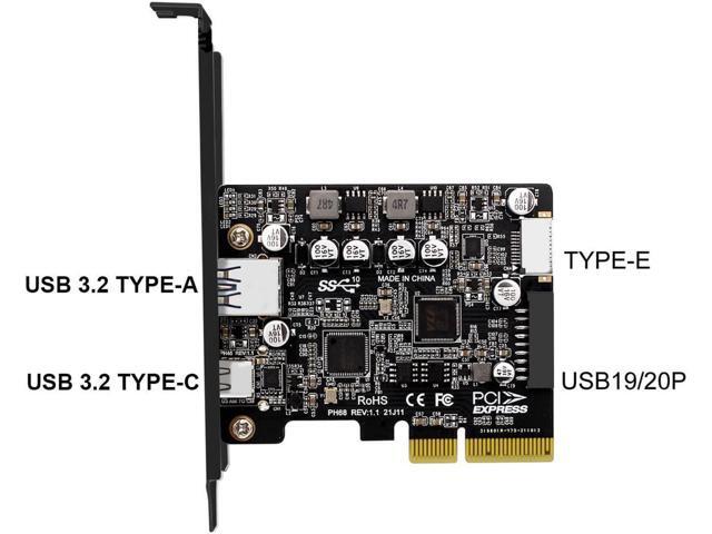 USB C 10Gbps PCIe 3.0 Card,PCI Express x4 to USB 3.2 Type-C and Type-A 10Gb/s with Type-E A Key & USB 3.0 20Pin Motherboard Header Expansion Card...