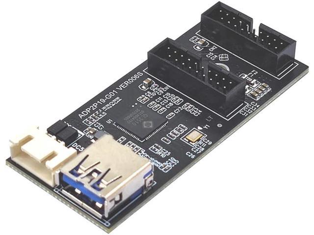 Internal USB 3.0 Hub, Motherboard USB 19/20P to Dual Male Headers Extension Hub Splitter Adapter,Convert MB USB 3.2 Gen1 Male to 2 Ports - 1.3FT...