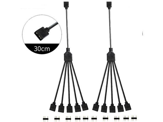 2 Pack 1-to-5 3 Pins Addressable RGB Splitter Y Cable,LED Strip RGB Case Fans 5 Way RGB Hub Compatible with Mystic Light and w/ 5V 3pin RGB Header