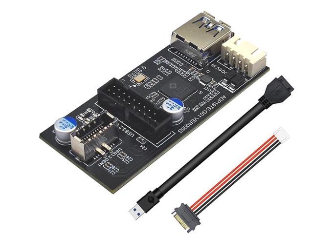 Motherboard Internal USB 3.0 20Pin/19P Header to USB 3.2 Type-E A-Key and USB3 20 Pin Hub Splitter, Convert MB USB 19Pin Male to 2 Ports Expansion...