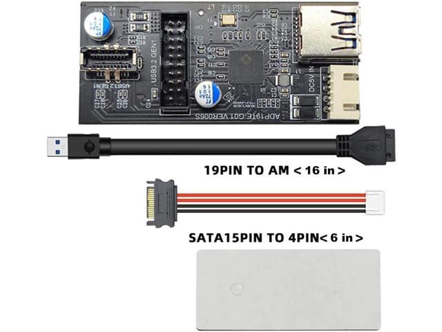 Motherboard Internal USB 3.0 20Pin/19P Header to USB 3.2 Type-E A-Key and USB3 20 Pin Hub Splitter, Convert MB USB 19Pin Male to 2 Ports Expansion...