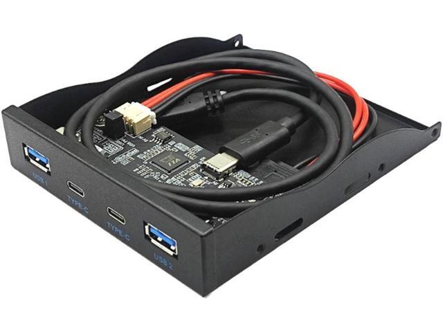 USB 3.2 10Gbps USB Front Panel Hub 3.5 inch Floppy Bay 2x Type-C and 2x USB-A 4 Ports Computer Case Expansion Adapter,USB 3.2 Motherboard Header...